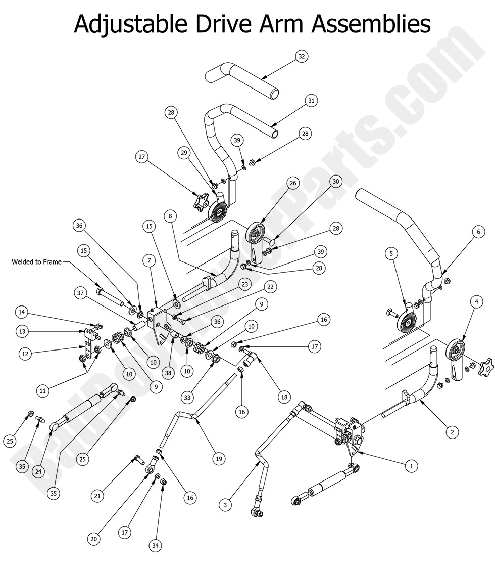 1318 - Bad Boy Mower Parts Lookup > 2016 > Compact Outlaw > Adjustable Drive Arms
